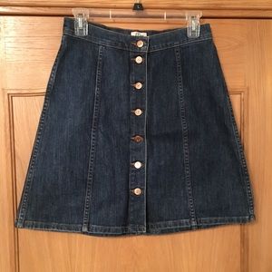 J Crew Button Front Denim Mini Skirt Size 27